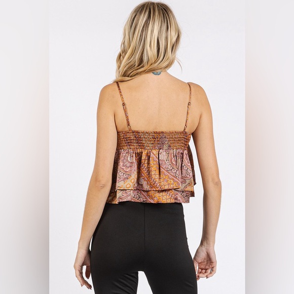 Mittoshop Paisley Patchwork Print Satin Ruffle Crop Cami - Picture 8 of 8